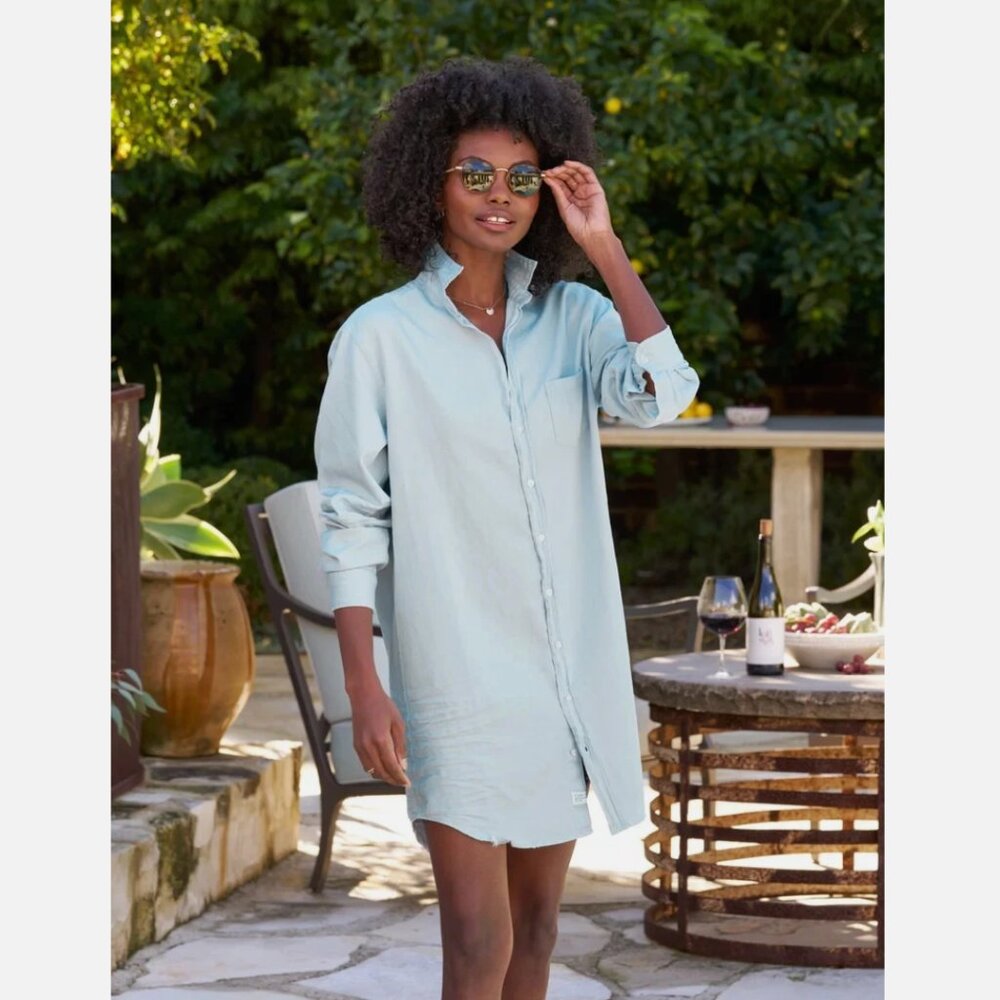 Frank & Eileen Light Blue Mini Shirt Dress